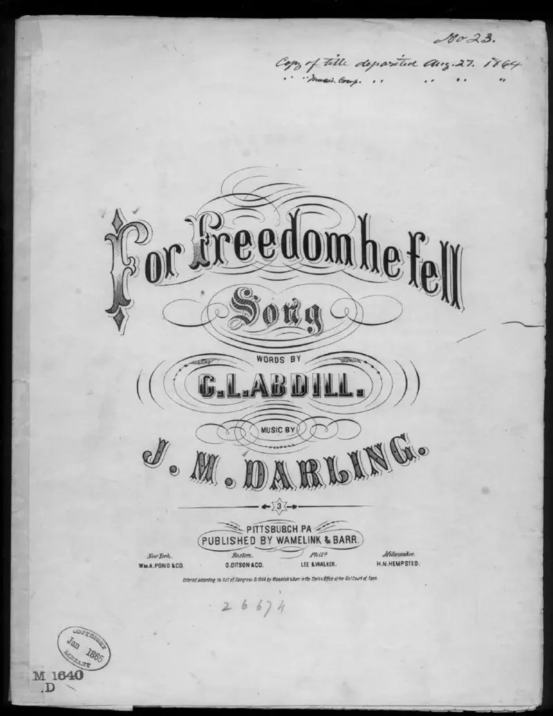 Первая страница нот «For freedom he fell»