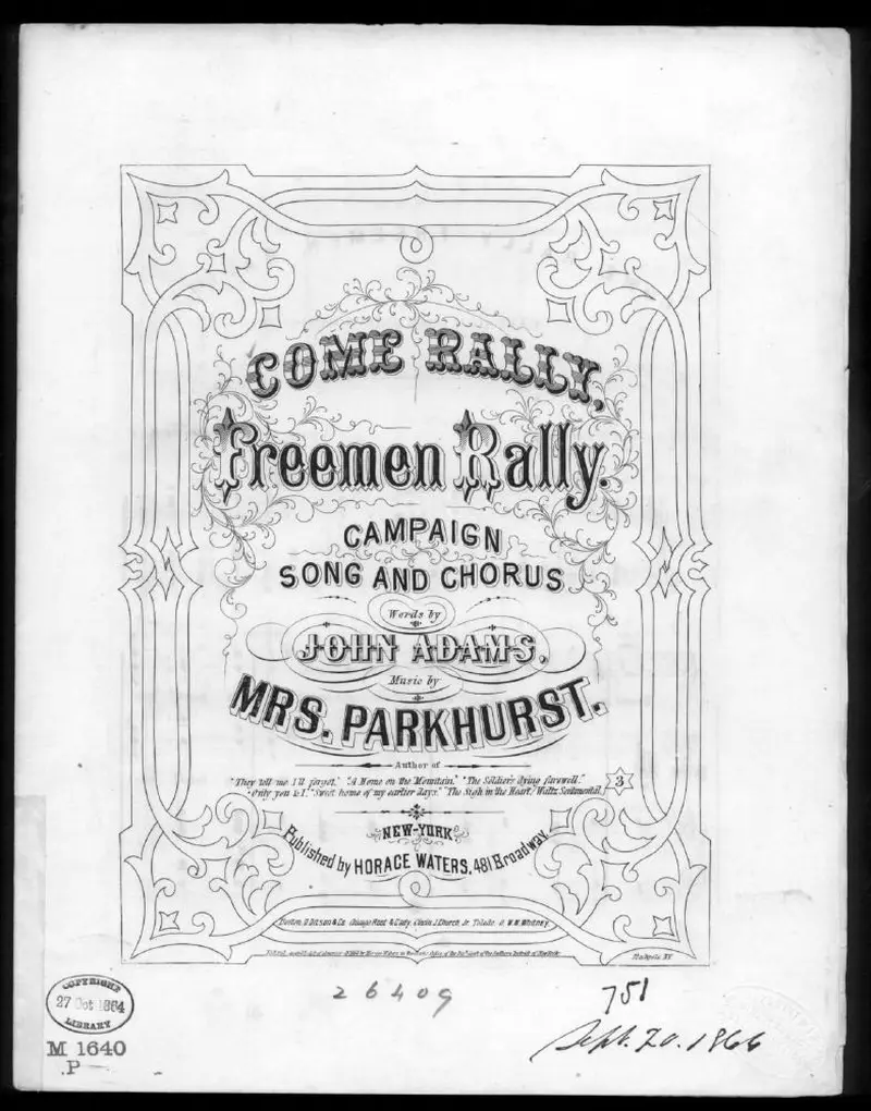 Первая страница нот «Come rally freemen, rally!»