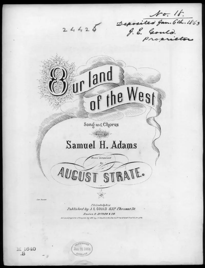 Первая страница нот «Our land of the west»