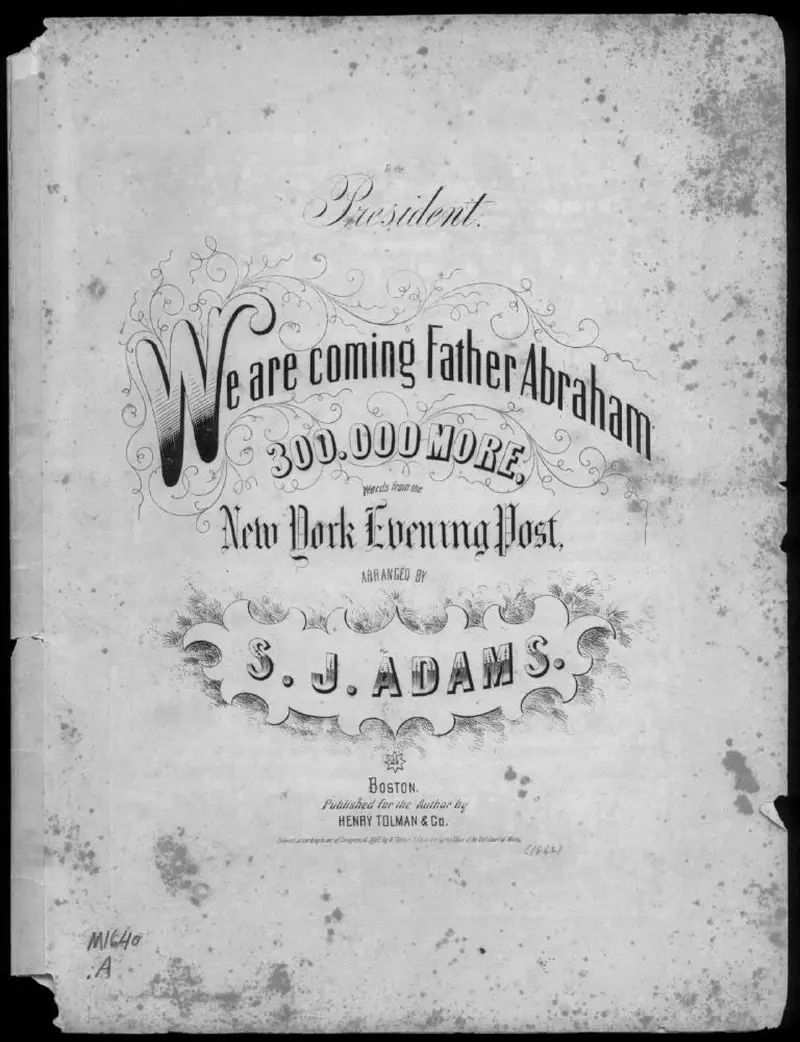 Первая страница нот «We are are coming father Abraham»