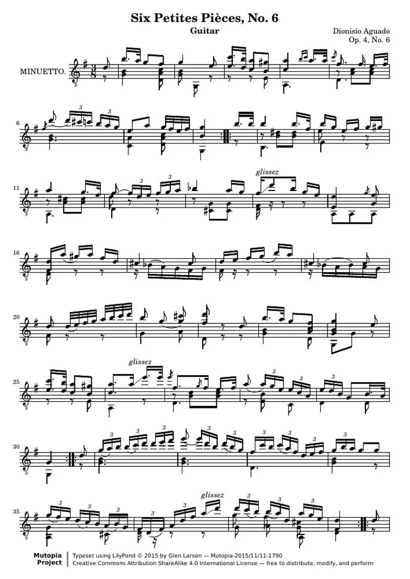 Первая страница нот «Six Petites Pièces, № 6 (соч. 4, № 6)»