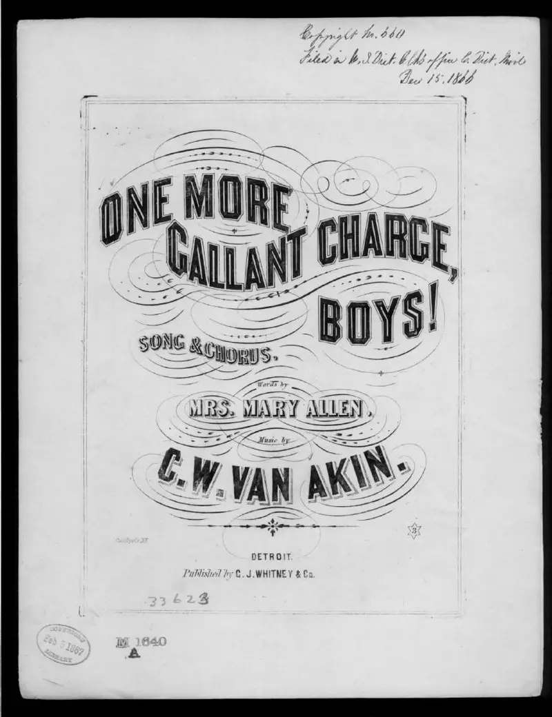 Первая страница нот «One more gallant charge, boys»