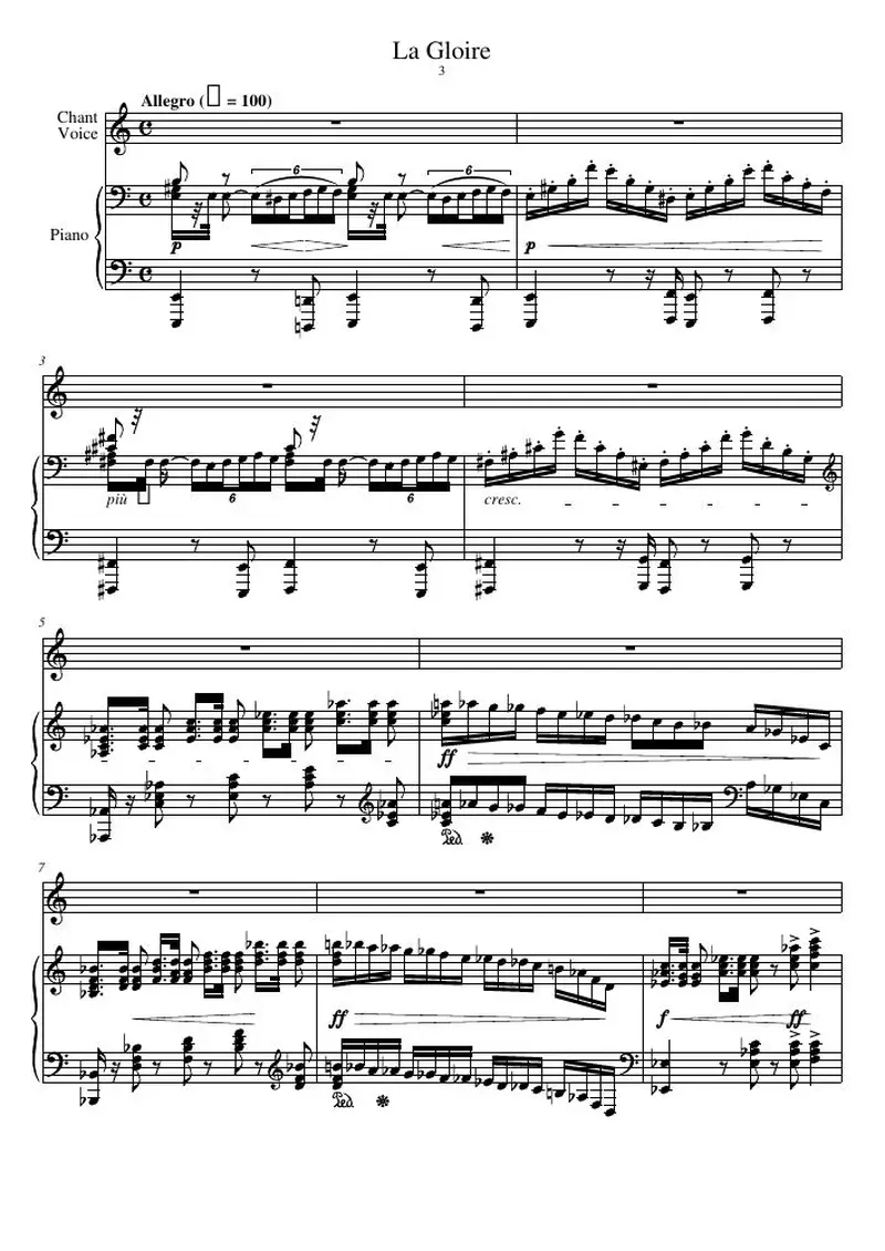 Первая страница нот «La Gloire»