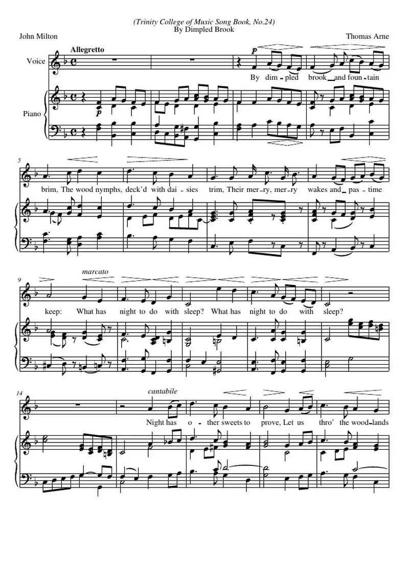 Первая страница нот «By Dimpled Brook»