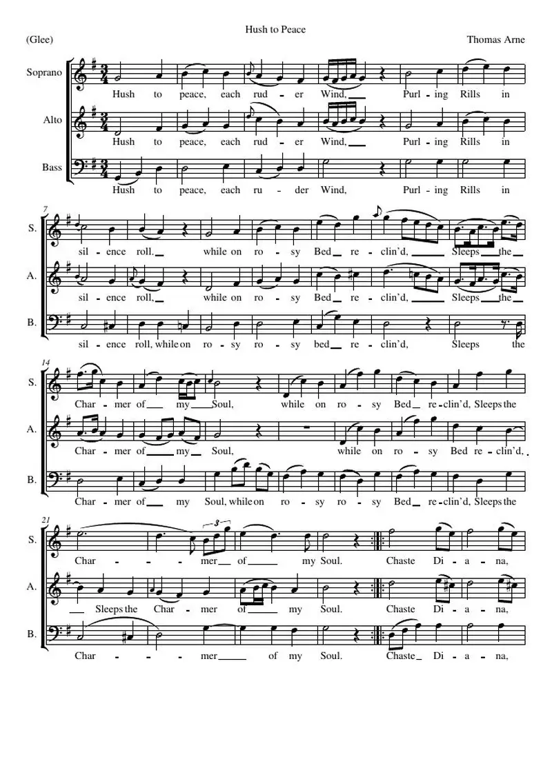 Первая страница нот «Hush to Peace»