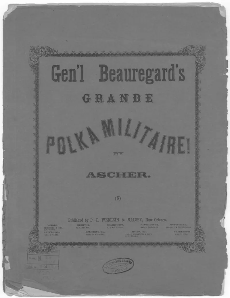 Первая страница нот «Genl. Beauregard's grand polka militaire»