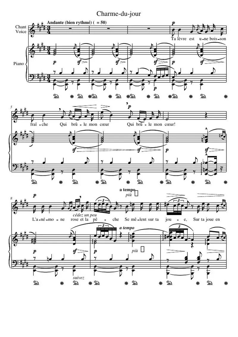 Первая страница нот «Charme-du-jour»