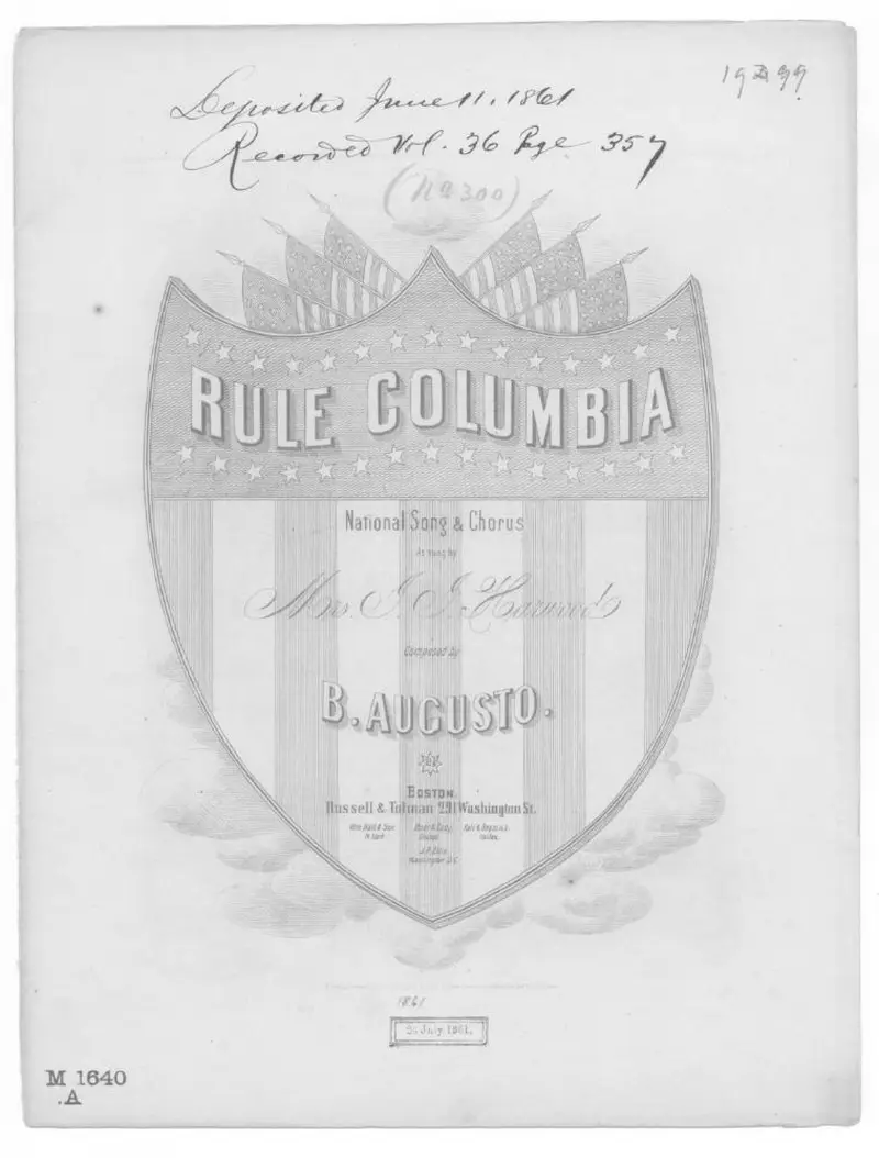 Первая страница нот «Rule Columbia»