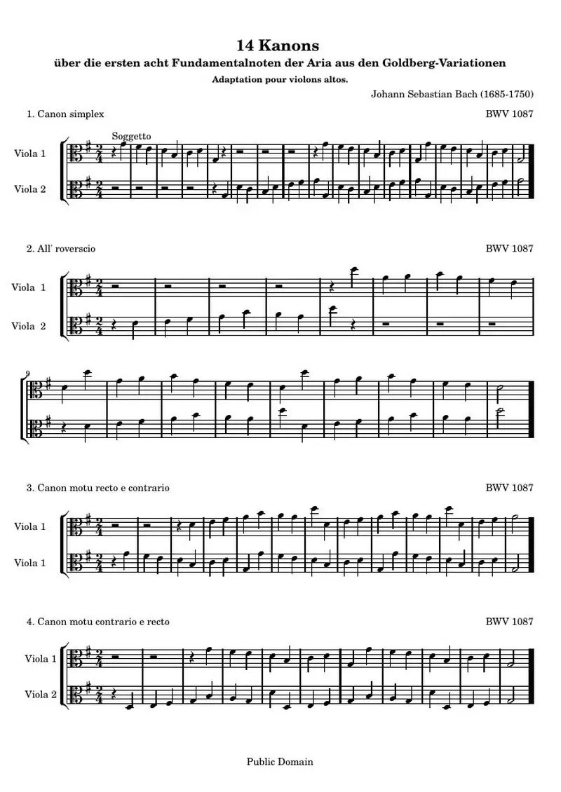 Первая страница нот «14 Канонs (BWV 1087) — 14-Канонs-bwv-1087_alto»