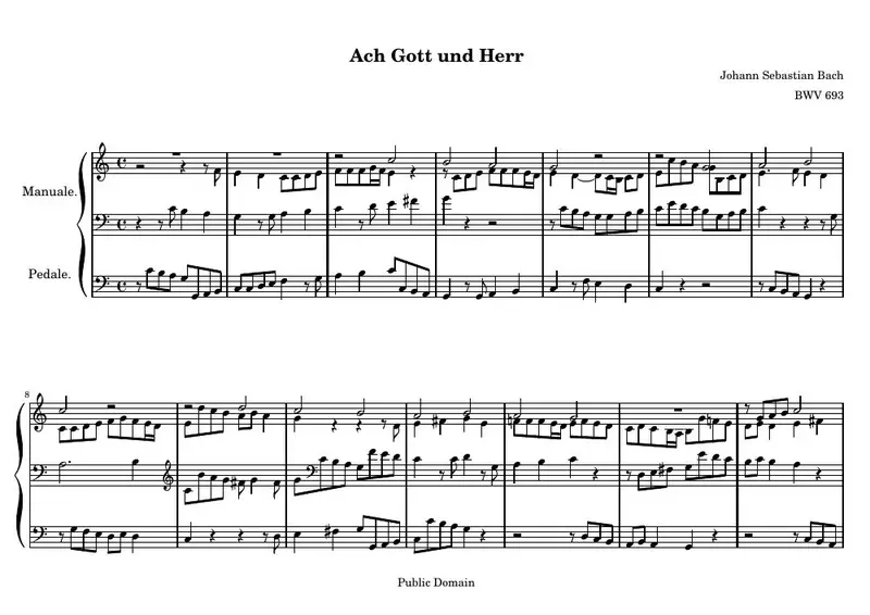 Первая страница нот «Ach Gott und Herr»