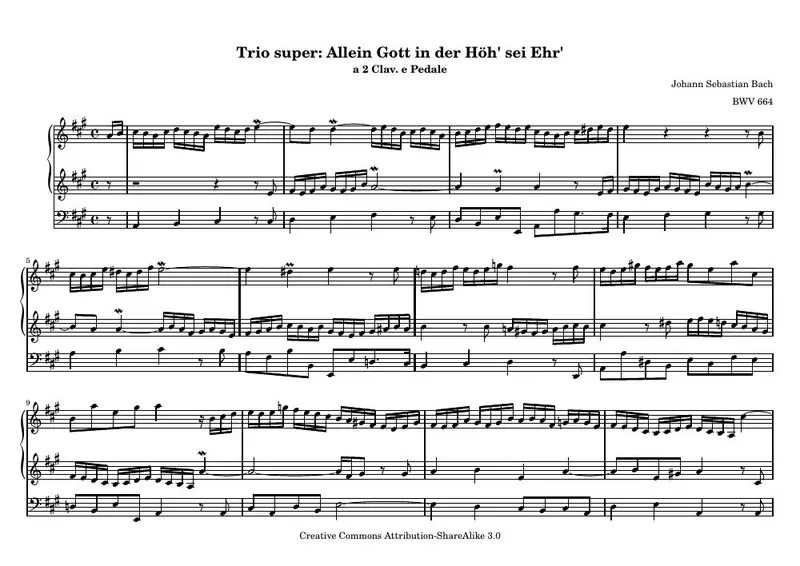Первая страница нот «Allein Gott der Höh' sei Ehr'»