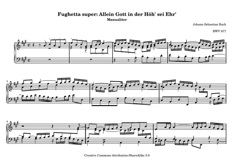 Первая страница нот «Allein Gott der Höh' sei Ehr'»