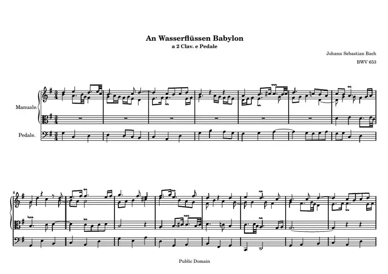 Первая страница нот «An Wasserflüssen Babylon»