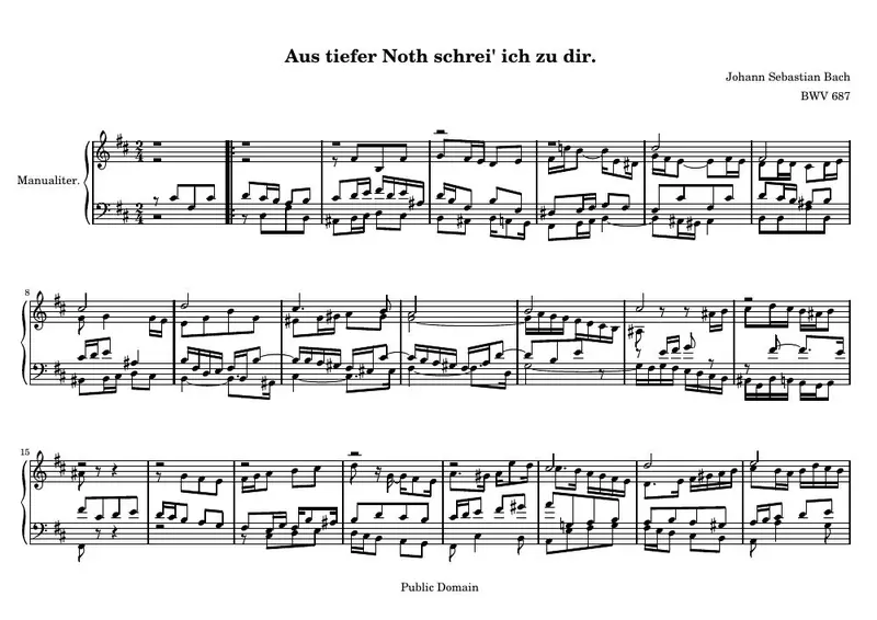 Первая страница нот «Aus tiefer Noth schrei' ich zu dir.»