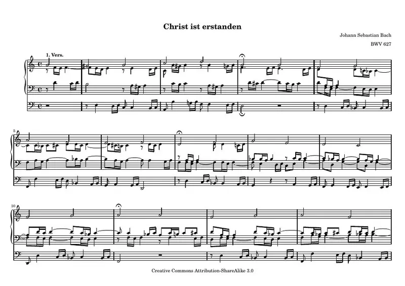 Первая страница нот «Christ ist erstanden»