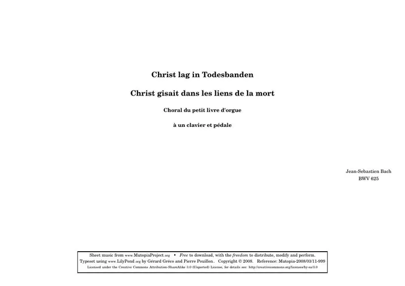 Первая страница нот «Christ lag Todesbanden»