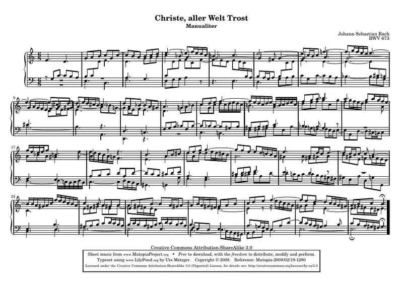 Первая страница нот «Christe, aller Welt Trost»