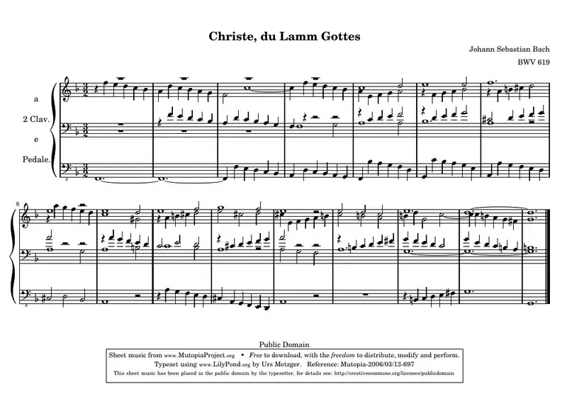 Первая страница нот «Christe, du Lamm Gottes»