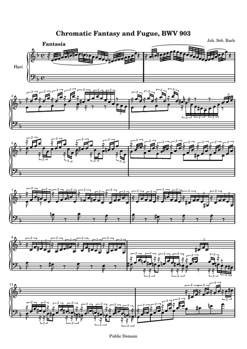 Первая страница нот «Chromatic Фантазия and Фуга, BWV 903 (Фантазия) (BWV 903)»