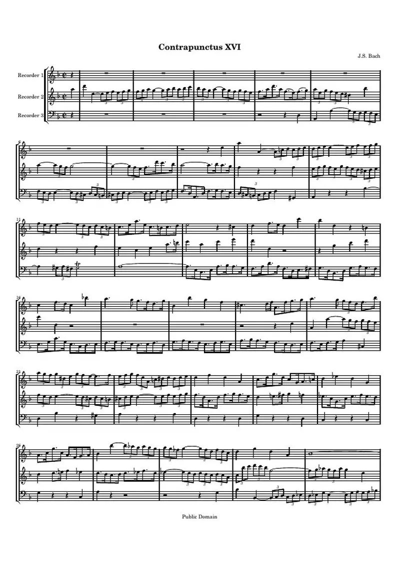 Первая страница нот «Contrapunctus XVI (BWV 1080)»
