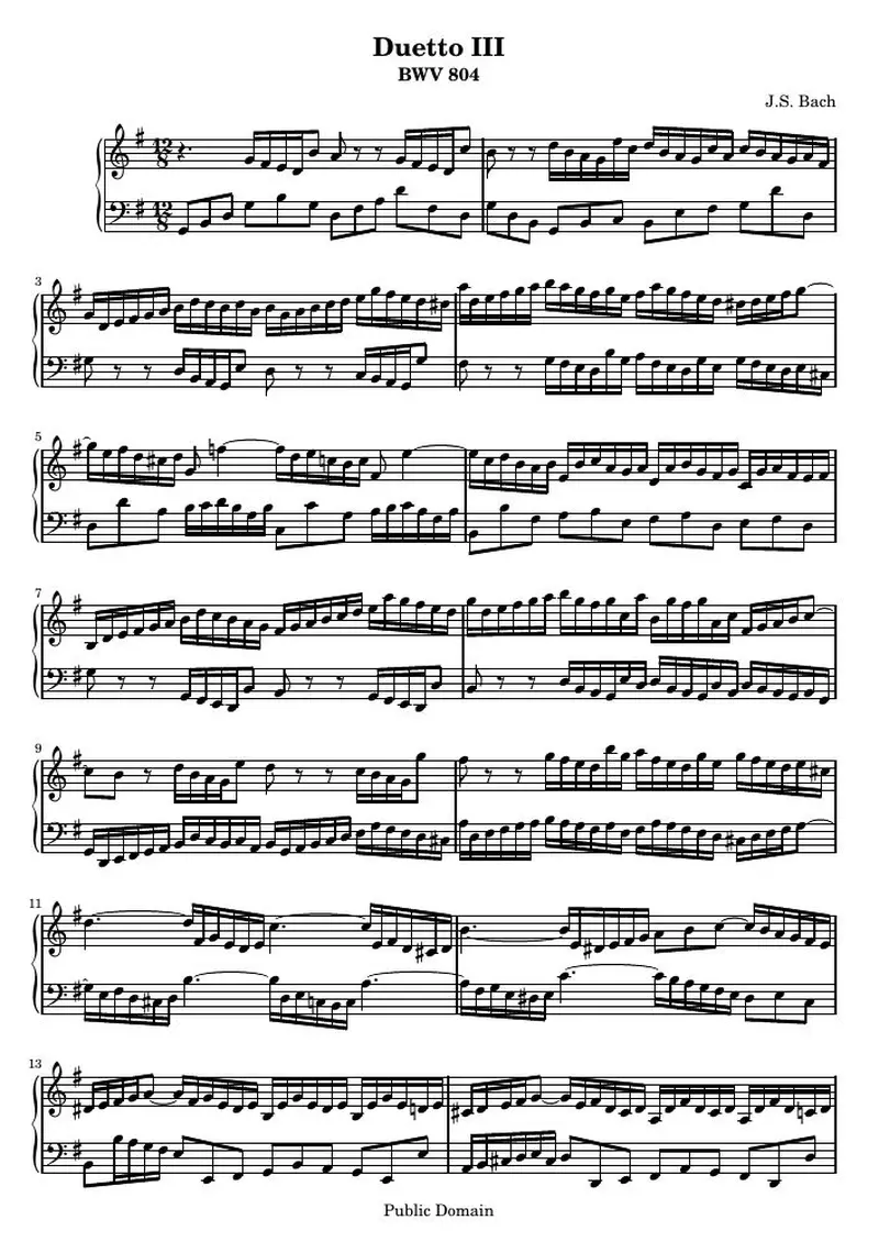 Первая страница нот «Duetto III»
