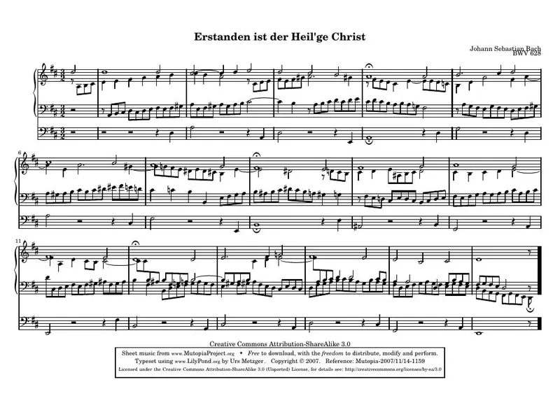 Первая страница нот «Erstanden ist der Heil'ge Christ»