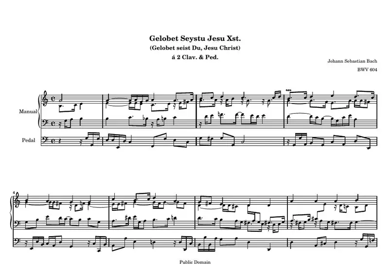 Первая страница нот «Gelobet seist Du, Jesu Christ»
