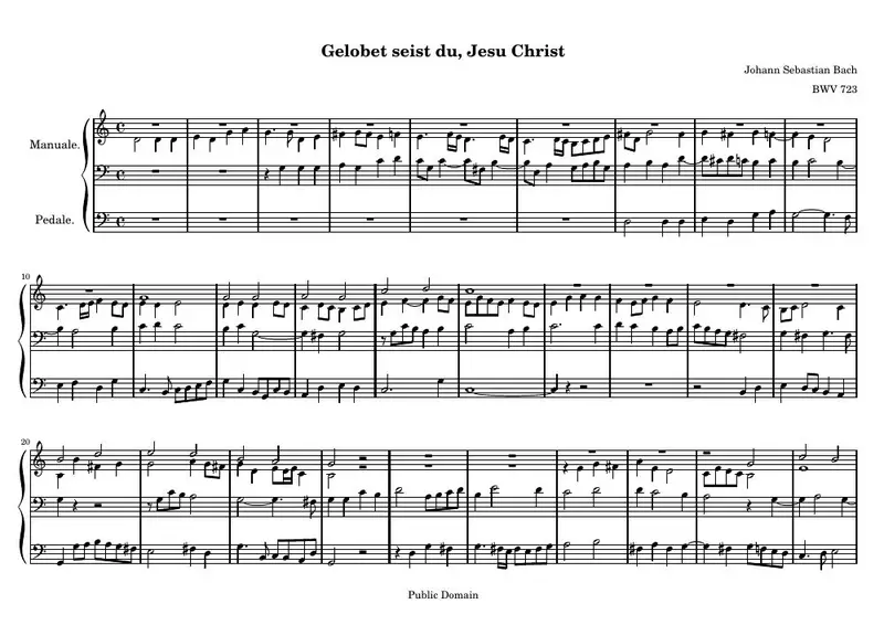 Первая страница нот «Gelobet seist du, Jesu Christ»