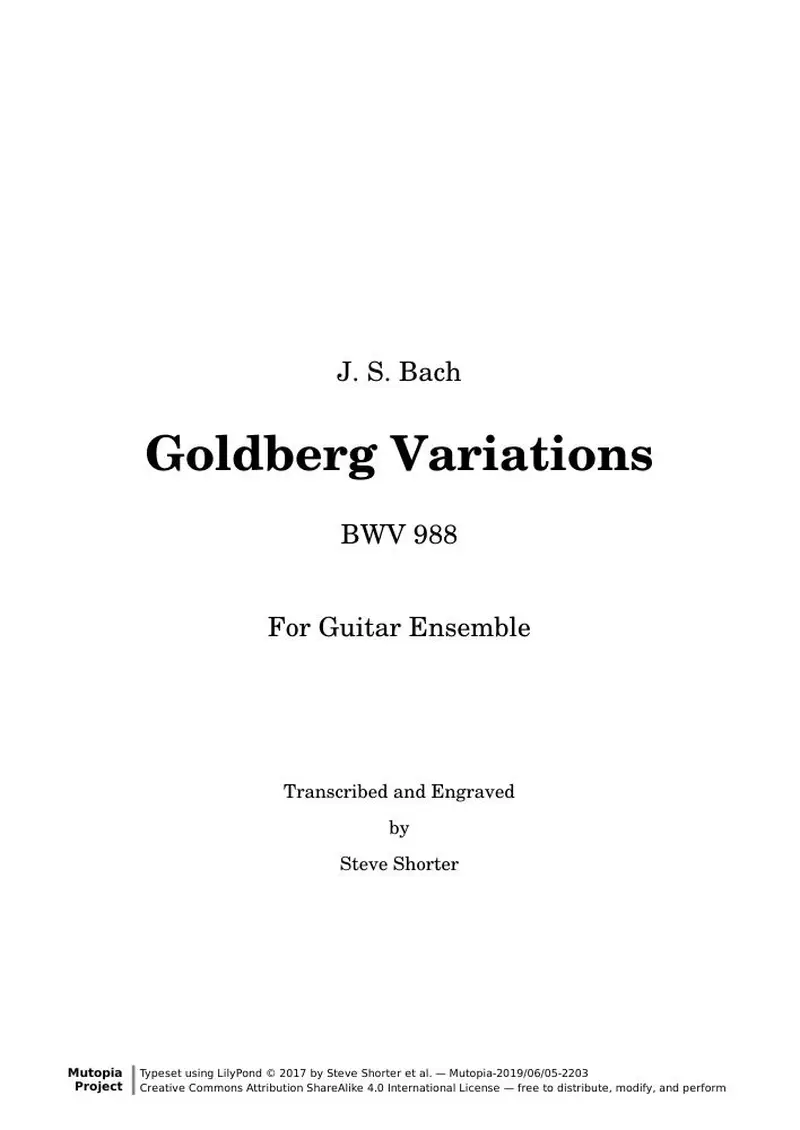 Первая страница нот «Гольдберг-вариации for Guitar Ensemble (BWV 988)»
