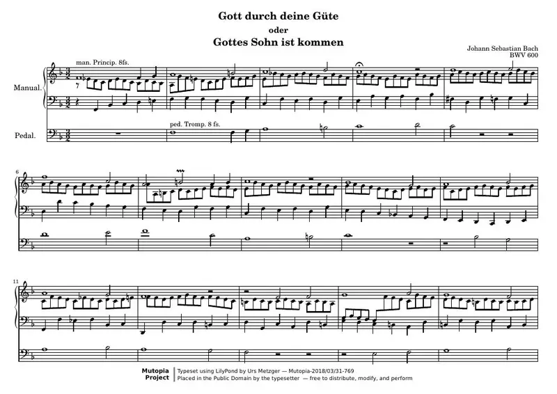 Первая страница нот «Gott durch deine Güte»