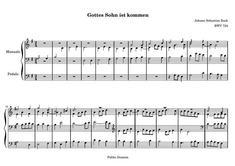 Первая страница нот «Gottes Sohn ist kommen»