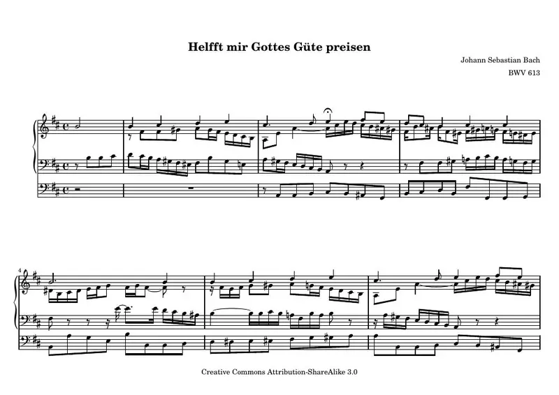 Первая страница нот «Helfft mir Gottes Güte preisen»