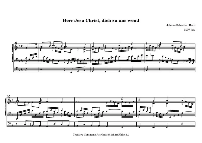 Первая страница нот «Herr Jesu Christ, dich zu uns wend»