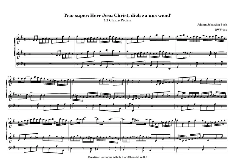 Первая страница нот «Herr Jesu Christ, dich zu uns wend'»