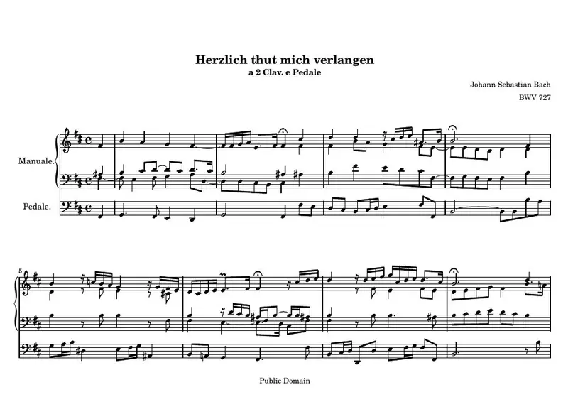 Первая страница нот «Herzlich thut mich verlangen»