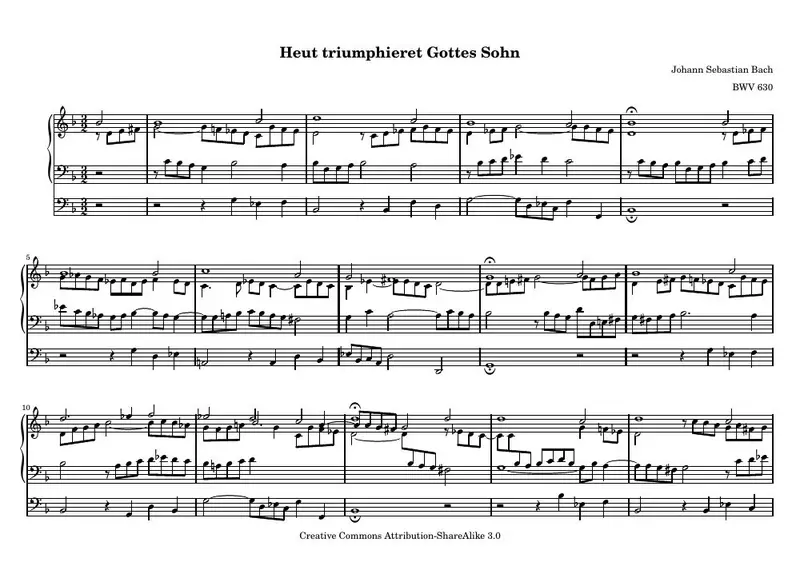 Первая страница нот «Heut triumphieret Gottes Sohn»