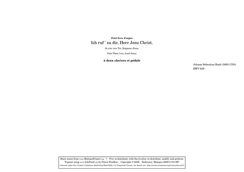Первая страница нот «Ich ruf' zu dir, Herr Jesu Christ»