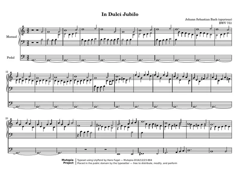 Первая страница нот «In Dulci Jubilo»