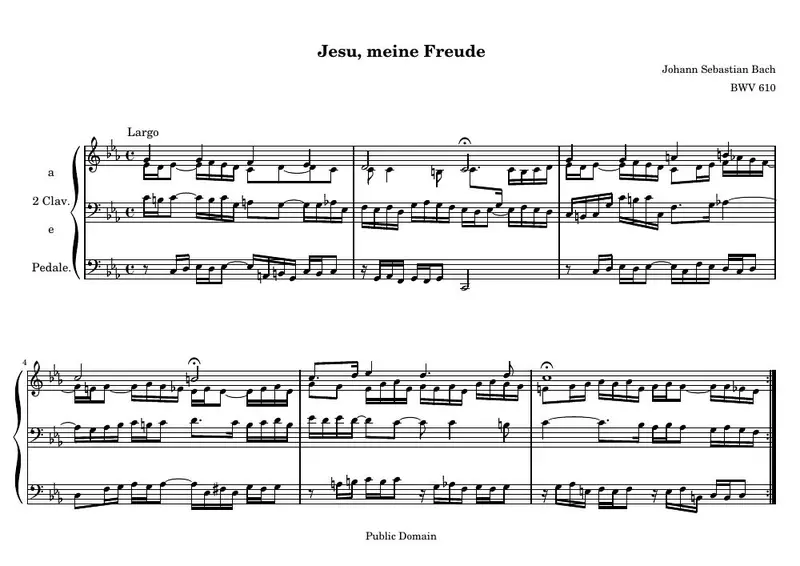 Первая страница нот «Jesu, meine Freude»