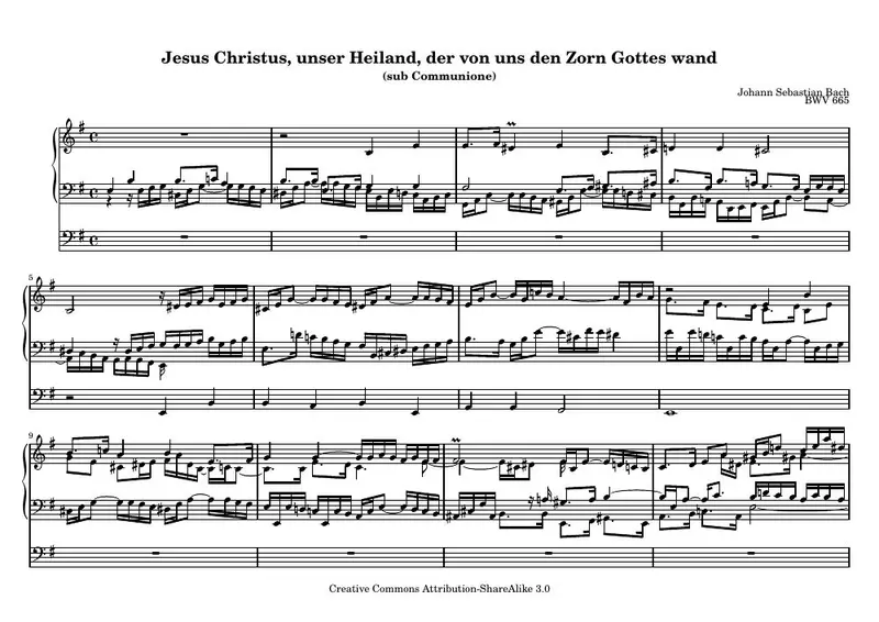 Первая страница нот «Jesus Christus, unser Heiland»