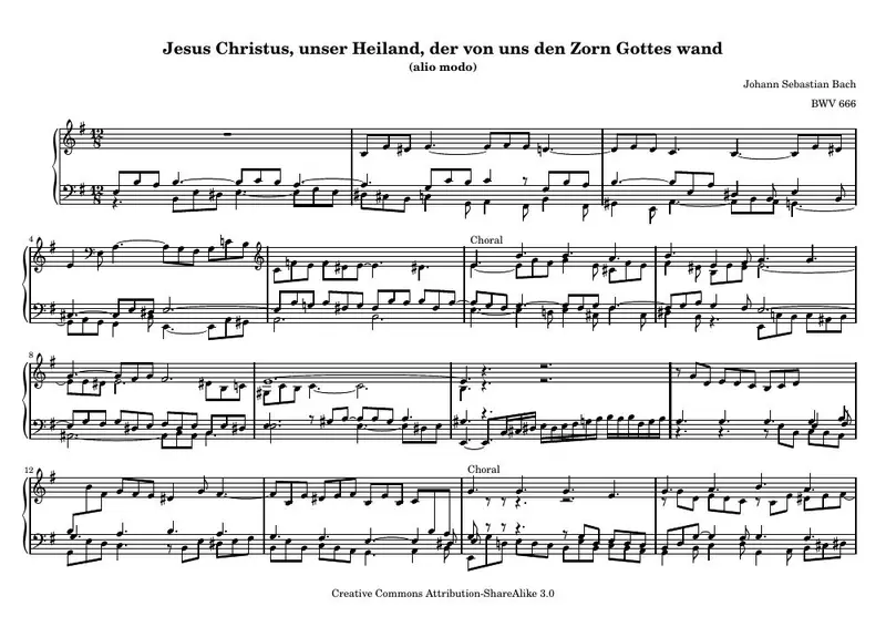 Первая страница нот «Jesus Christus, unser Heiland»