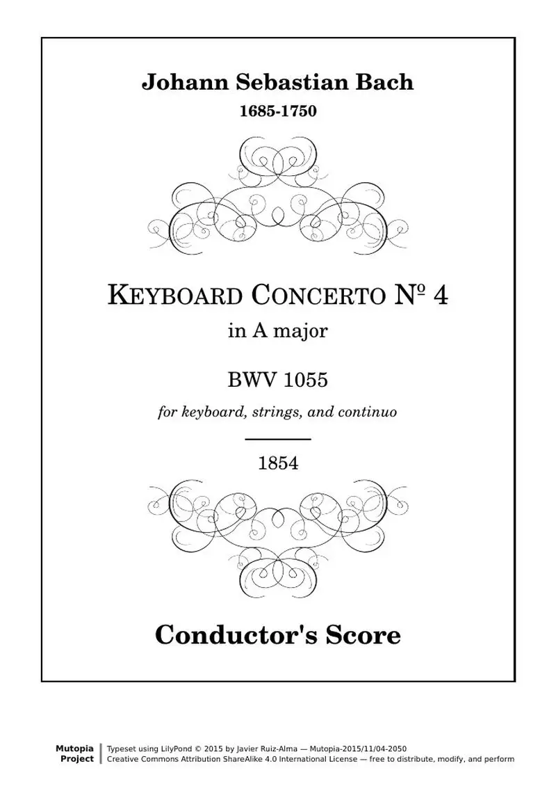Первая страница нот «Keyboard Концерт Nº 4 (BWV 1055) — bwv1055-conductor»