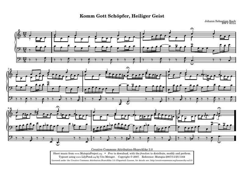 Первая страница нот «Komm Gott Schöpfer, Heiliger Geist»