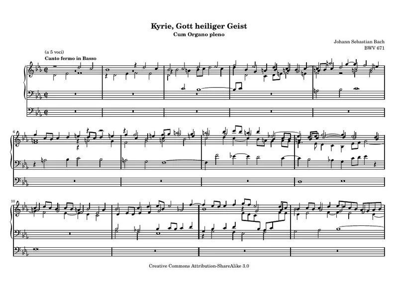 Первая страница нот «Kyrie, Gott heiliger Geist»