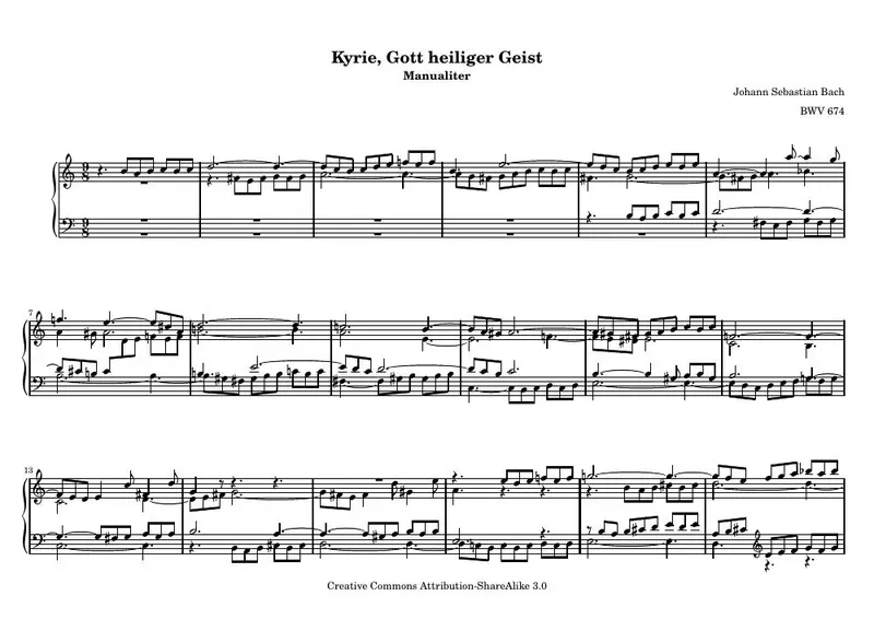 Первая страница нот «Kyrie, Gott heiliger Geist»