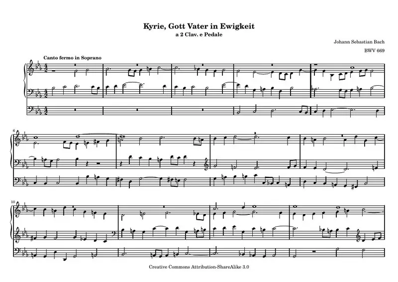Первая страница нот «Kyrie, Gott Vater Ewigkeit»