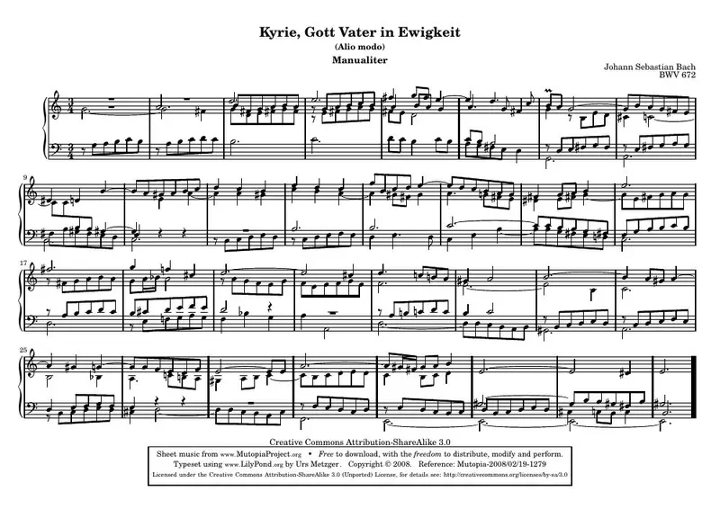 Первая страница нот «Kyrie, Gott Vater Ewigkeit»