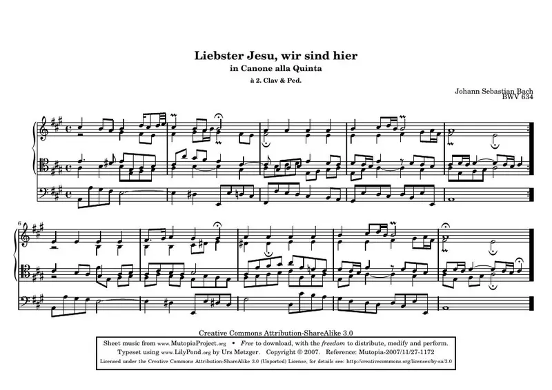 Первая страница нот «Liebster Jesu, wir sind hier»