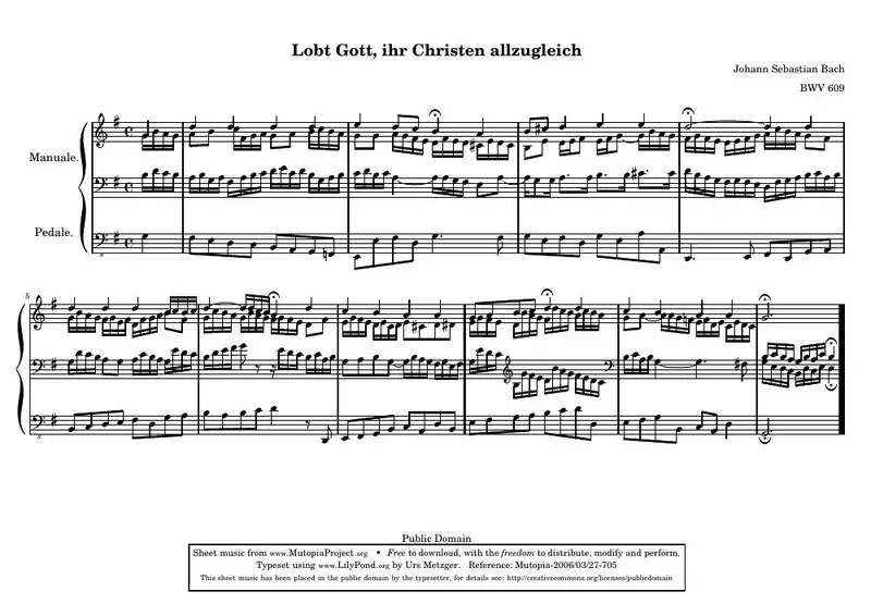 Первая страница нот «Lobt Gott, ihr Christen allzugleich»