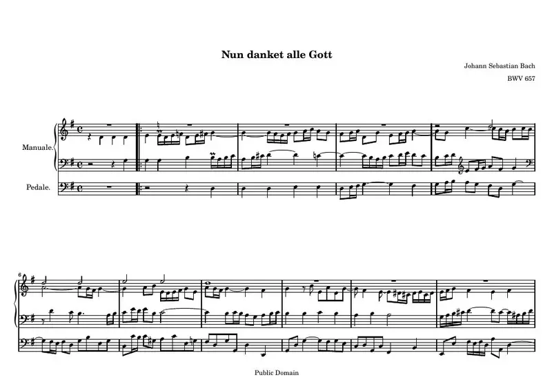 Первая страница нот «Nun danket alle Gott»